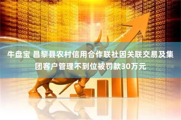 牛盘宝 昌黎县农村信用合作联社因关联交易及集团客户管理不到位被罚款30万元